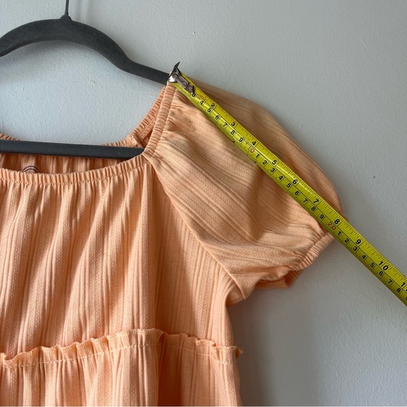 🌼 5/$25 Girls Plus Tiered Ruffle Peplum Top Short Sleeve Orange Size L 10/12 - Picture 6 of 9